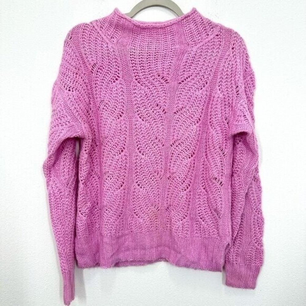 J. Crew XS Pink Cable Knit Mockneck Sweater Alpaca Blend Cozy Soft Delicate